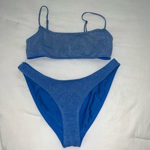 Blue sparkle triangl bikini